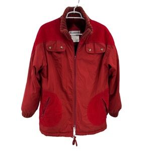 Weatherall red L faux fur lined coat unisex winter outdoors fall